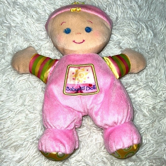 Fisher Price Baby's First Doll pink plush stuffed lovey rattle toy - Picture 1 of 2